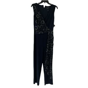 Kate and Lily Jumpsuit Womens Sz 6 Comfort Stretch Sequin Adorned Zipper Overall